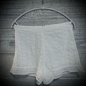 Eyelet Ruffle High-Waisted Shorts